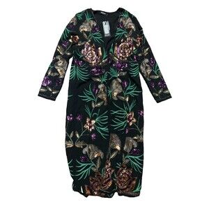 New NastyGal Womens Purple Embellished Floral Design Longline Kimono Size Medium